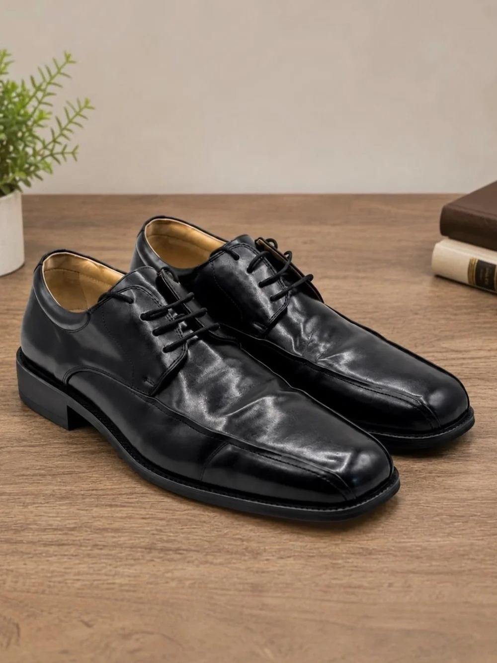 Florsheim Comfortech Black Leather Square‎ Toe Oxford Dress Shoes Men’s 9D